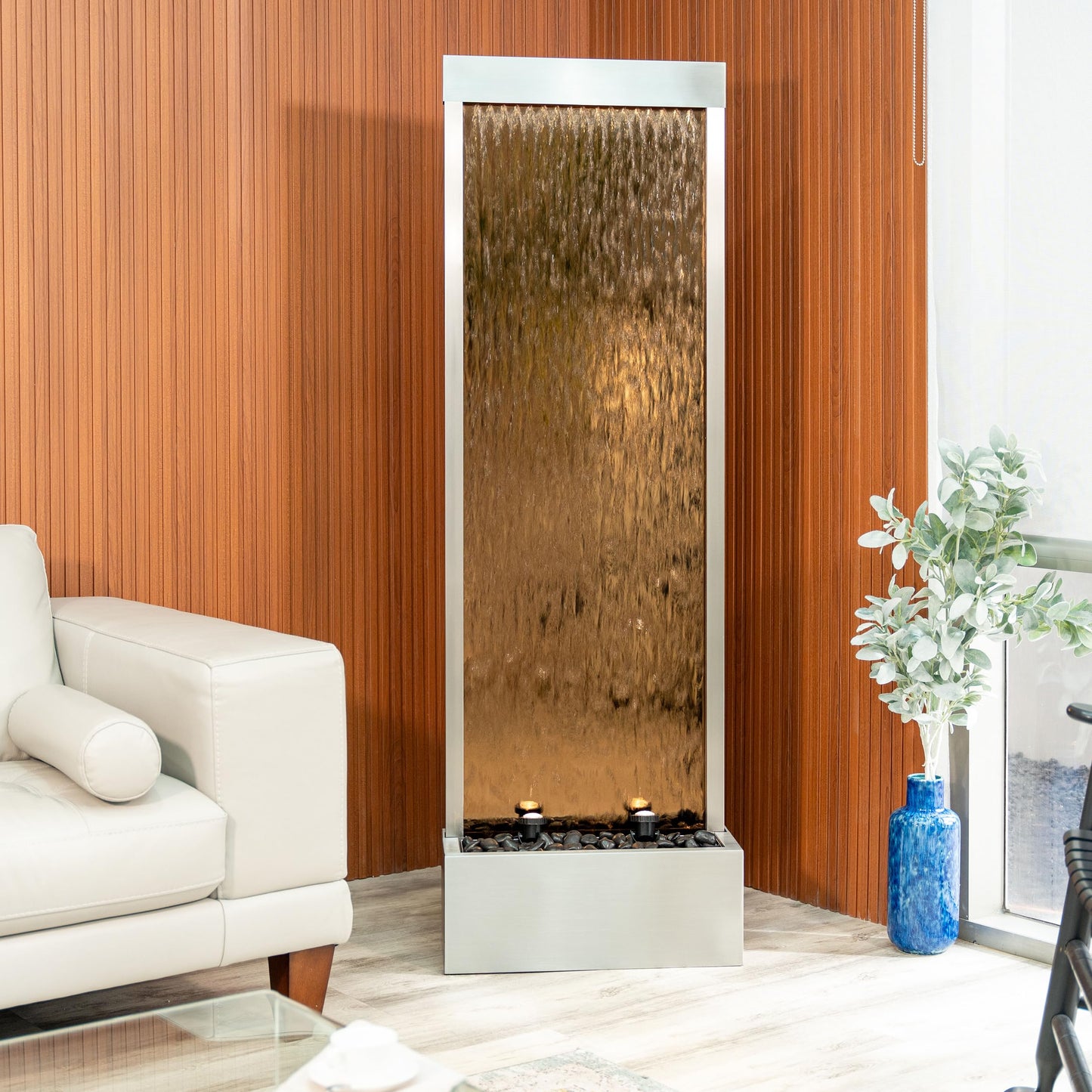 68" H Modern Freestanding Waterfall Fountain
