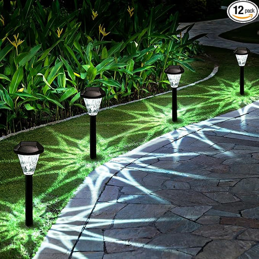 GIGALUMI 12 Pack Solar Lights Outdoor Waterproof,New Upgraded Light for Outside,Solar Garden Lights,Pathway Outdoor Light for Patio,Lawn,Yard and Landscape