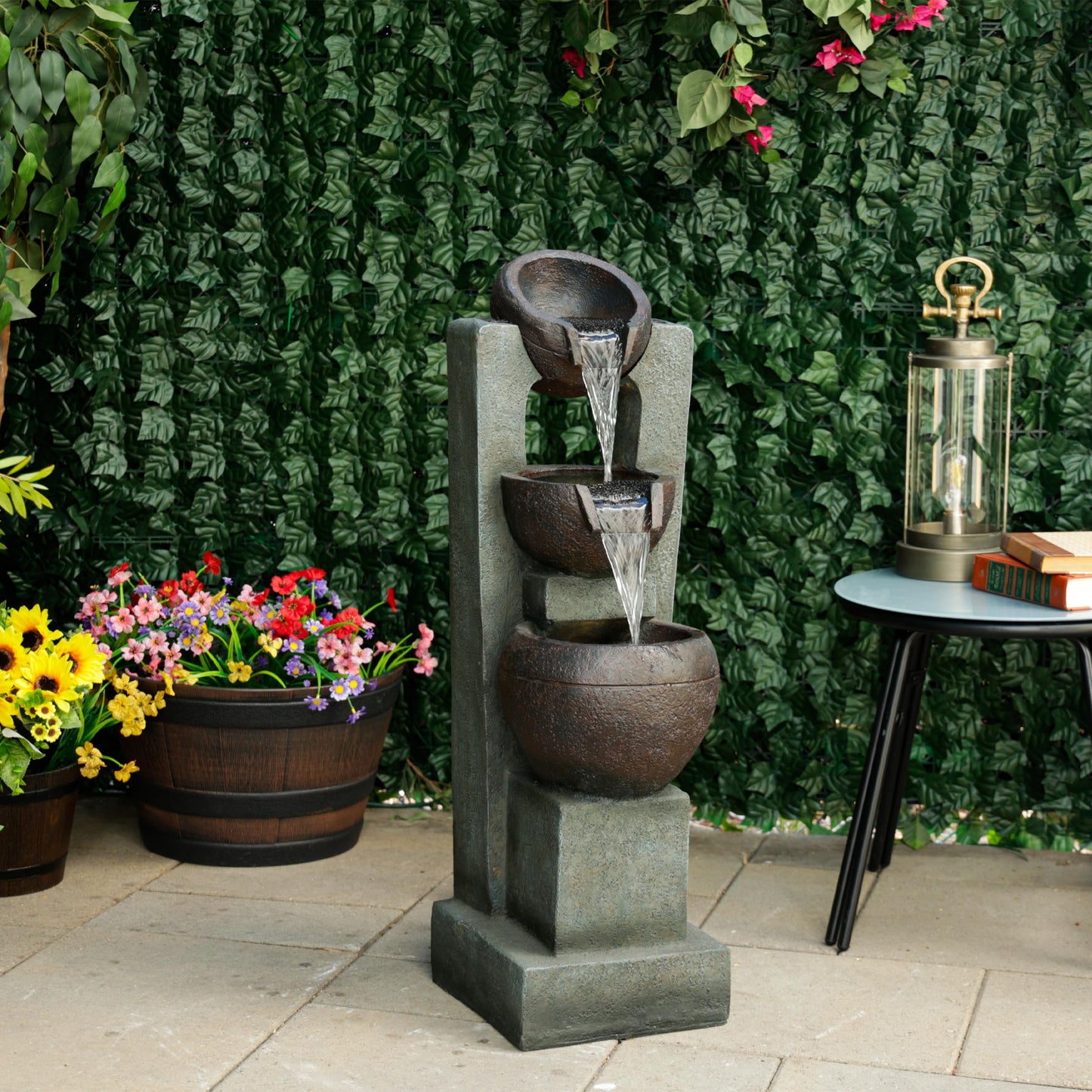 TZL400 34" 3 Tier Basin Cascading Fountain with LED Lights