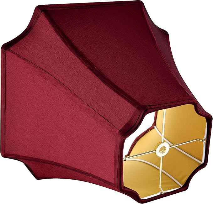 GO&SO 13.2" Medium Burgundy Lampshades Red,Square Cut Corner Lamp Shades for Floor and Table Lamps, 6.5x13.2x10.6", Burgundy, Natural Lampshade Replacement, Easy Assembly Required (Set of 2)