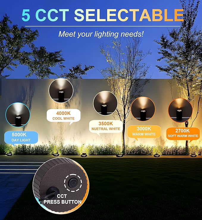 [6 Pack]CLOUDY BAY 9W Low Voltage Landscape Lights,LED Well Lights,Grated Top,12V-24V Waterproof Outdoor,2700K/3000K/3500K/4000K/5000K In Ground Lights for Fence Pathway Deck,Transformer Excluded - Aura Lighting