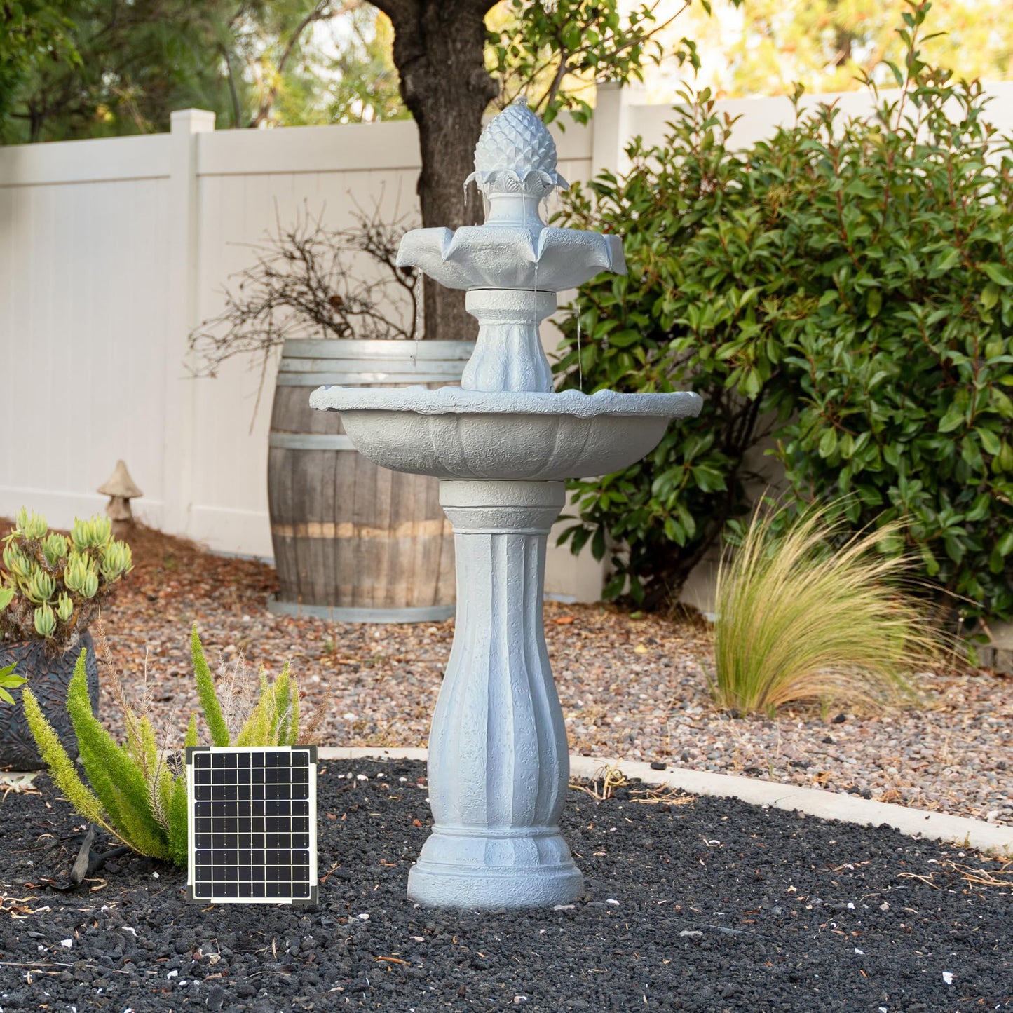 44" 2 Tier Solar Outdoor Water Fountain