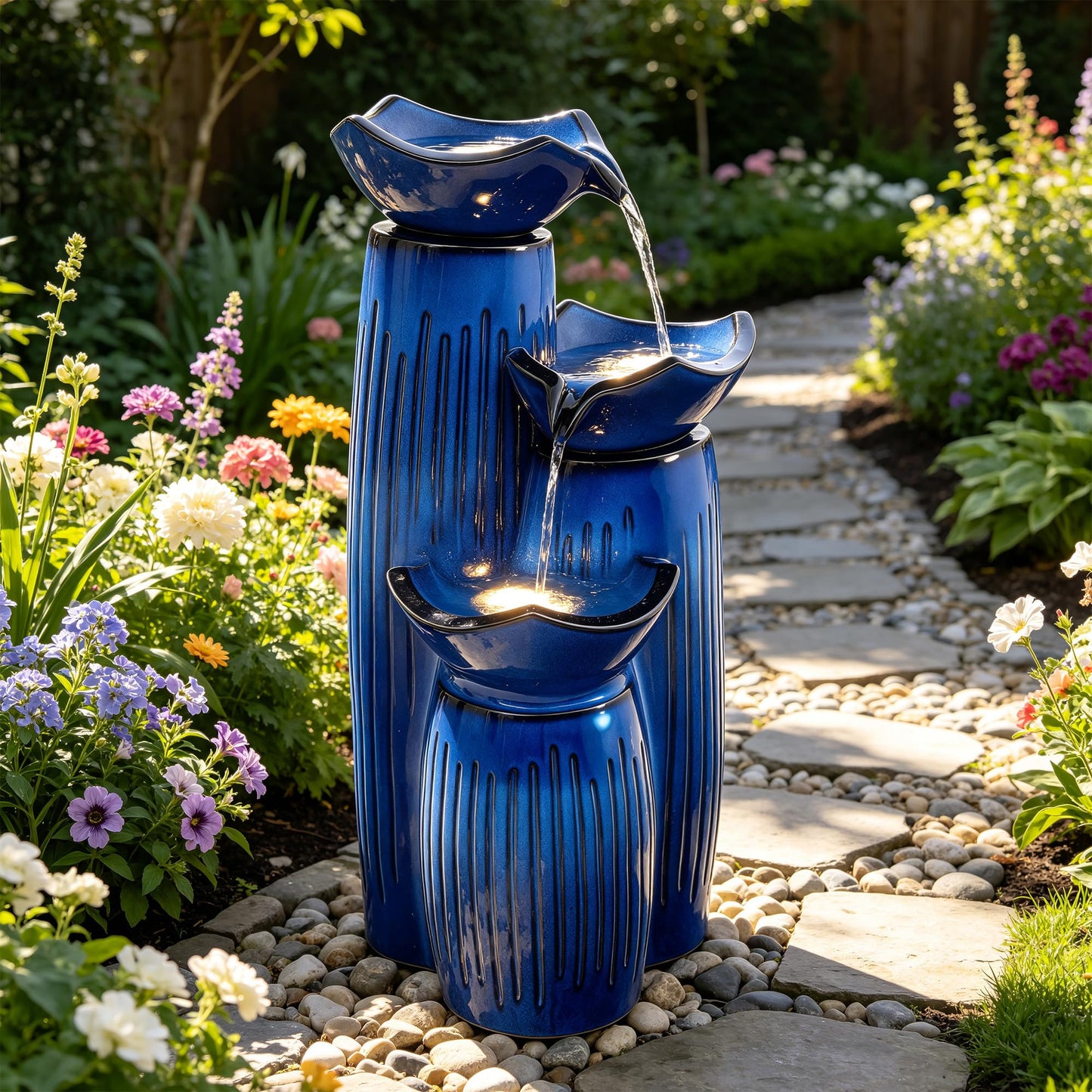 Autodaya 30" H Modern Ceramic Outdoor Water Fountain