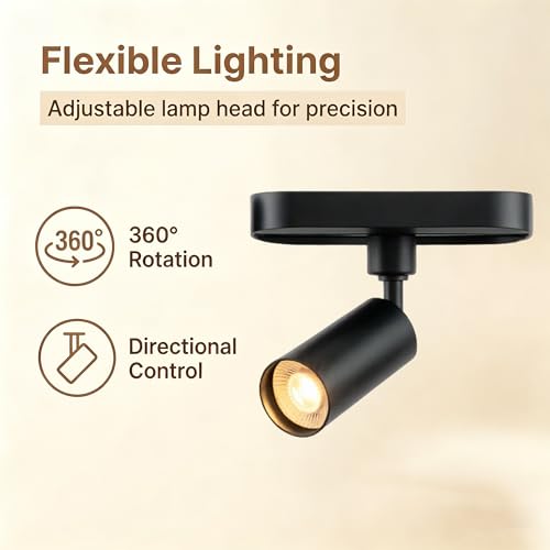Mini Track Lighting Kit 3CCT 2PCS Black Flexible Space Saving (Black 3CCT / 2‑Light 0.6Ft Track Kit)