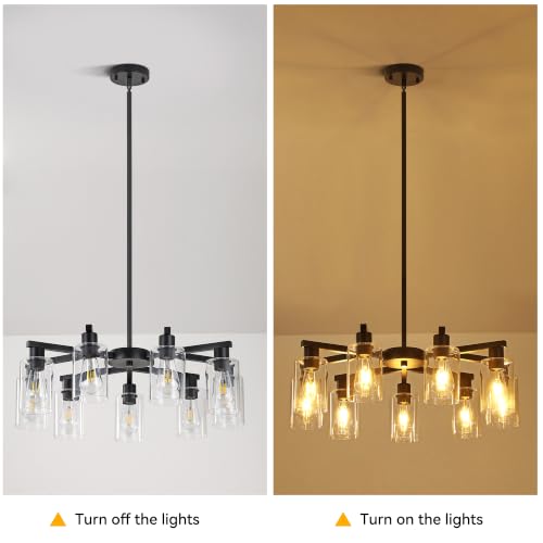 9 Light Black Modern Farmhouse Chandelier (Black / 9-Lights/29.5")