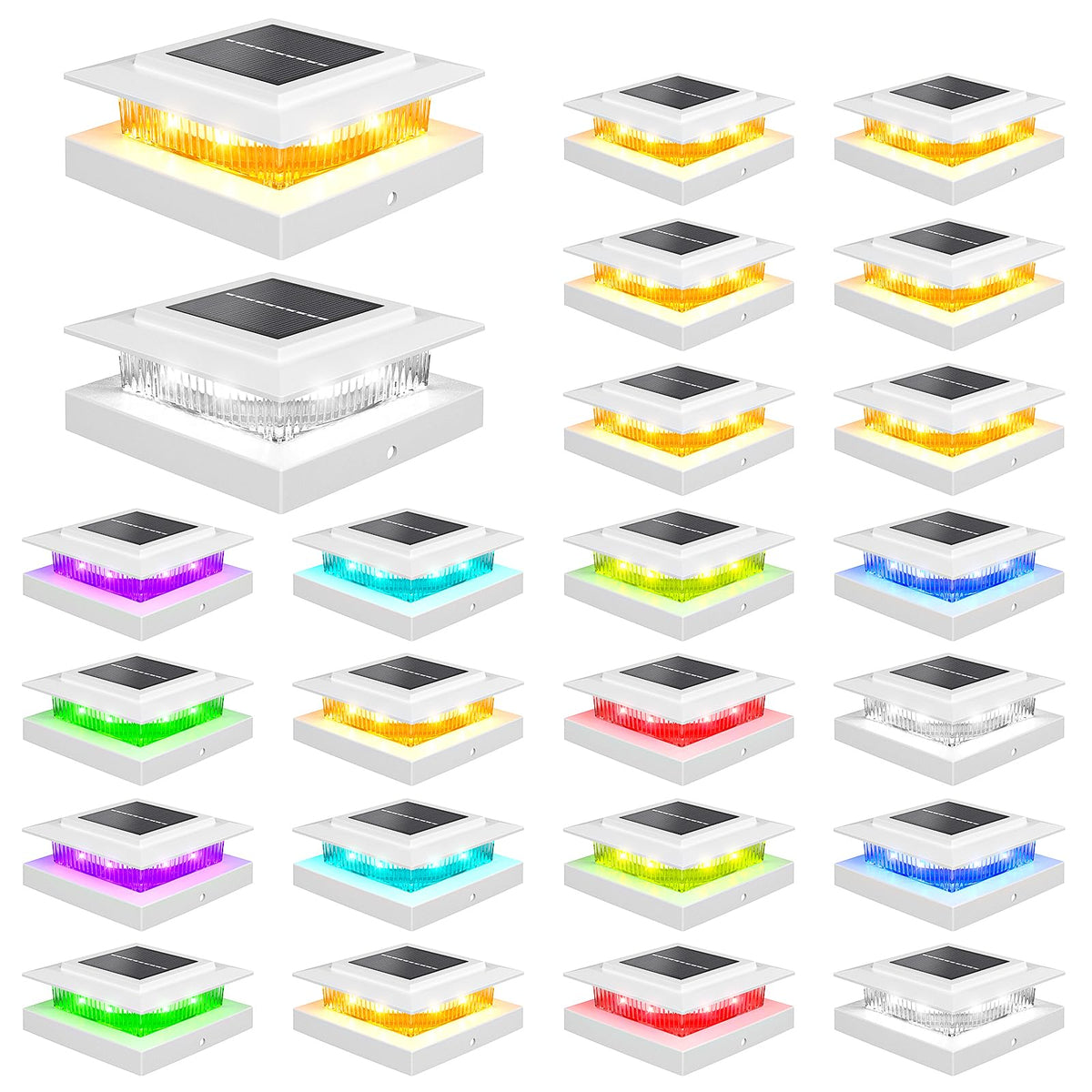 4x4 Post Solar Lights Color Changing (White)