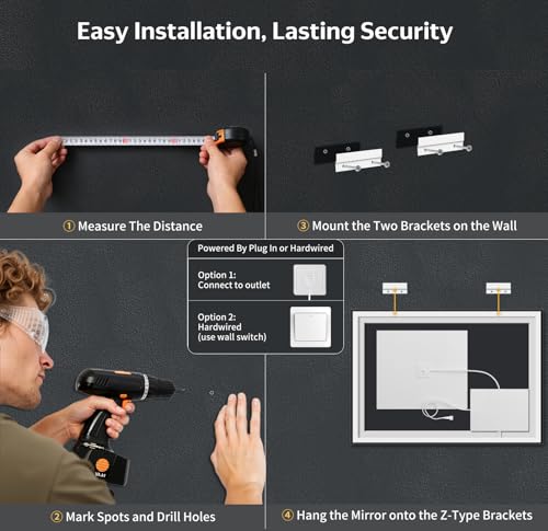 24"x36" LED Bathroom Mirror with Lights (Frontlit & Backlit / 36"L x 24"W)
