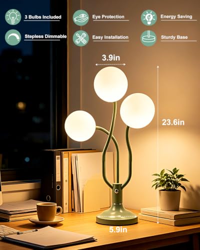 Green Globe Table Lamp Dimmable Magic DIY Arms G9 Bulbs Included (11-Green-Globe-3U-Magic DIY Arms)