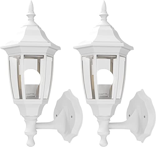Plastic Outdoor Wall Light Fixtures (White / No Sensor-Plastic)