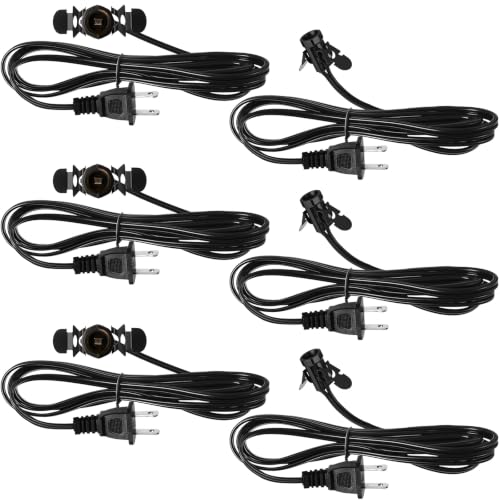6 Pcs Lights Accessory Cord with LED Light Bulb (Black)