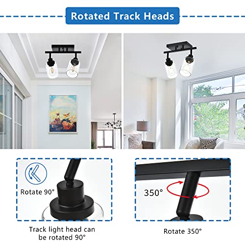 2 Light Wall Scone Spotlight Semi Flush Mount Ceiling Light (Black / 2-Light)
