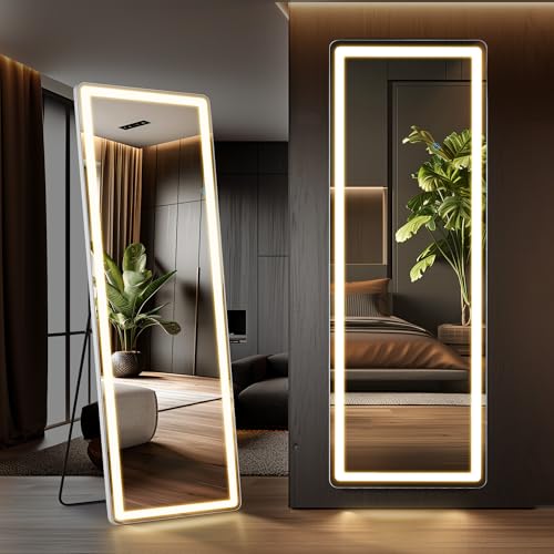 LED Rectangular Full Length Mirror (White Led-rect / 64"L x 21"W)