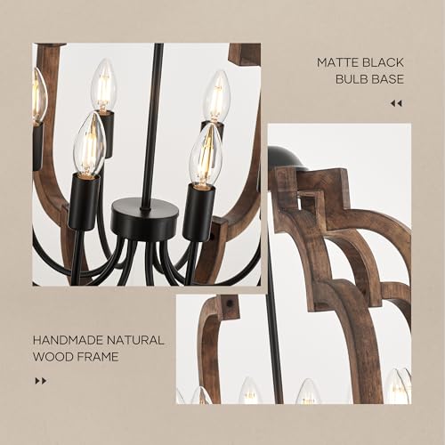 24.6" Farmhouse Vintage Chandelier 8 (Textured-Brown / D24" x H31" 8-Light)