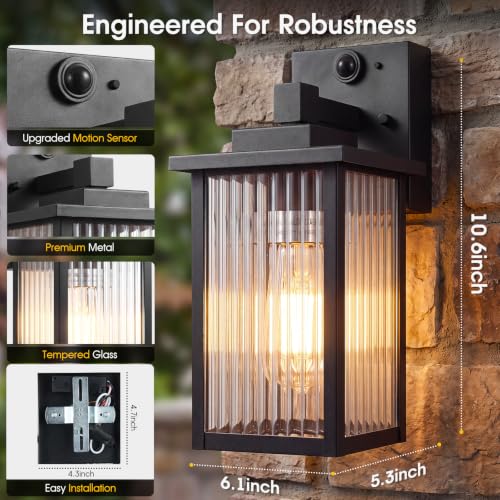 Motion Sensor Wall Light (Black / 10.6''-1 Pack)