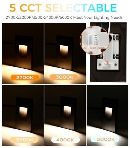 120V Dimmable 5 Color LED Indoor Outdoor Step Light (Black | Vertical)