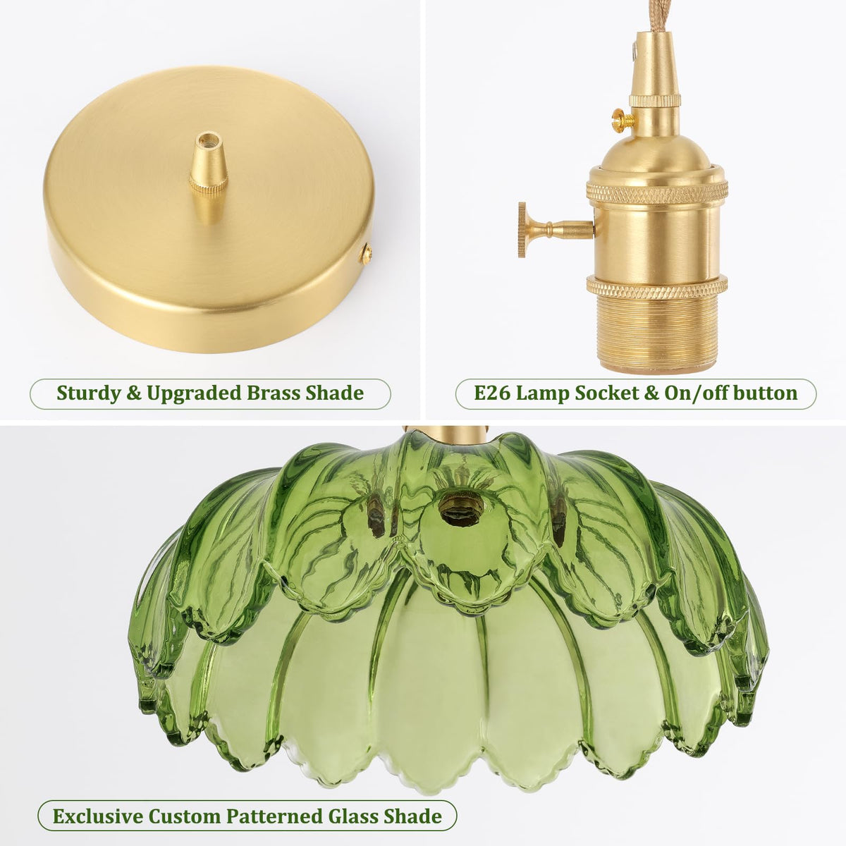Pendant Light with Green Scindapsus Glass Lmapshade (Scindapsus Green)