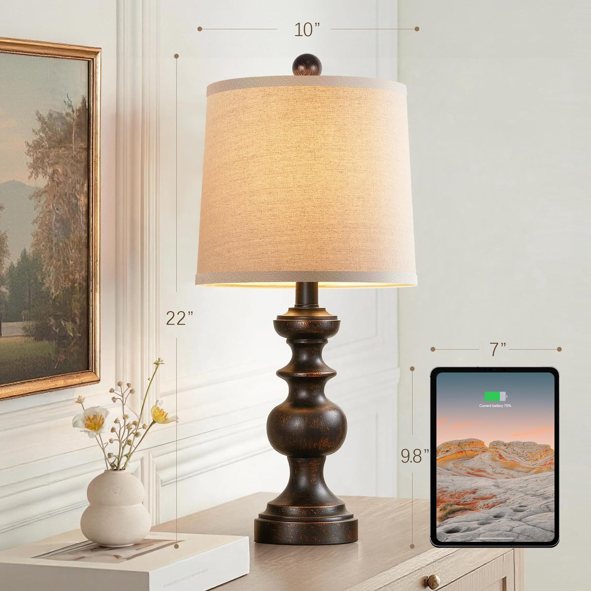Farmhouse Table Lamp Set of 2 (Oil-Rubbed Bronze / 22 Inch)