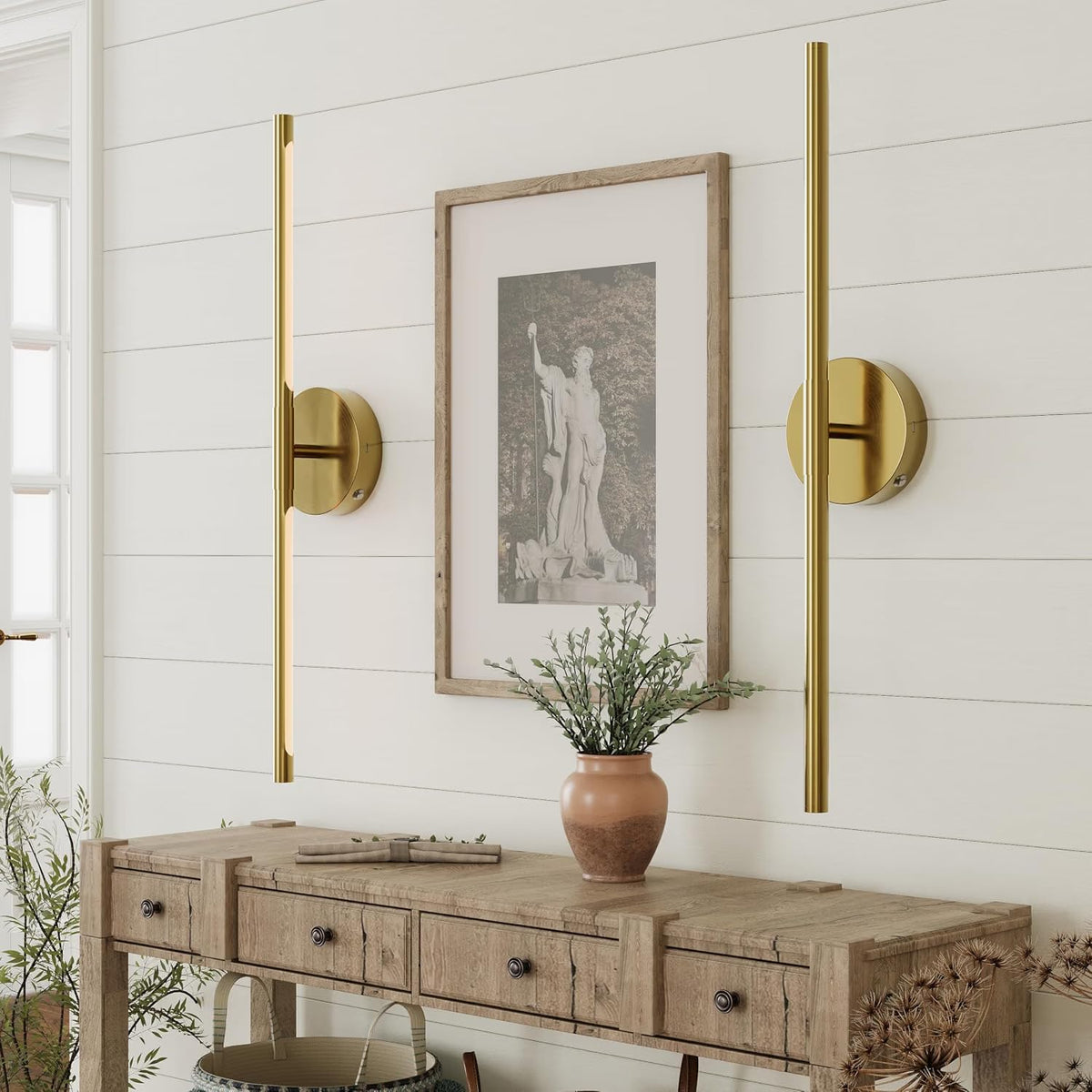36" Battery Operated Wall Sconce Set of 2 (Gold / 36 Inch (2 Pack))