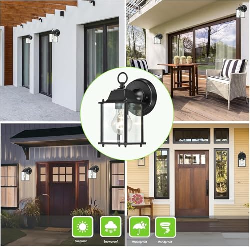 4 Packs Outdoor Wall Lantern (4 Pack / Black)