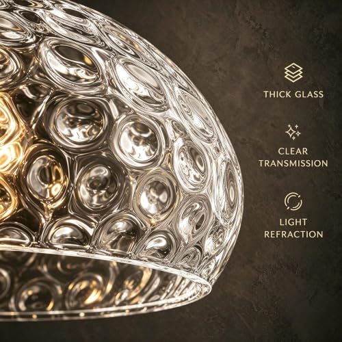Mid Century Gold Ceiling Light with Hammered Glass Shade (Gold & Hammered Glass / 12in)