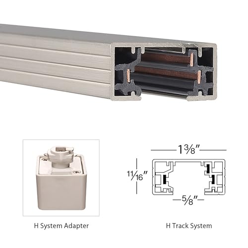 H Track 8FT Single Circuit Field Cuttable 120V Track for H Style 3 (Brushed Nickel / 8 Feet / H-Series)