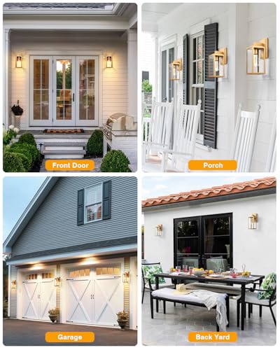 Gold Outdoor Wall Lights (Gold / No Sensor 1 PACK)