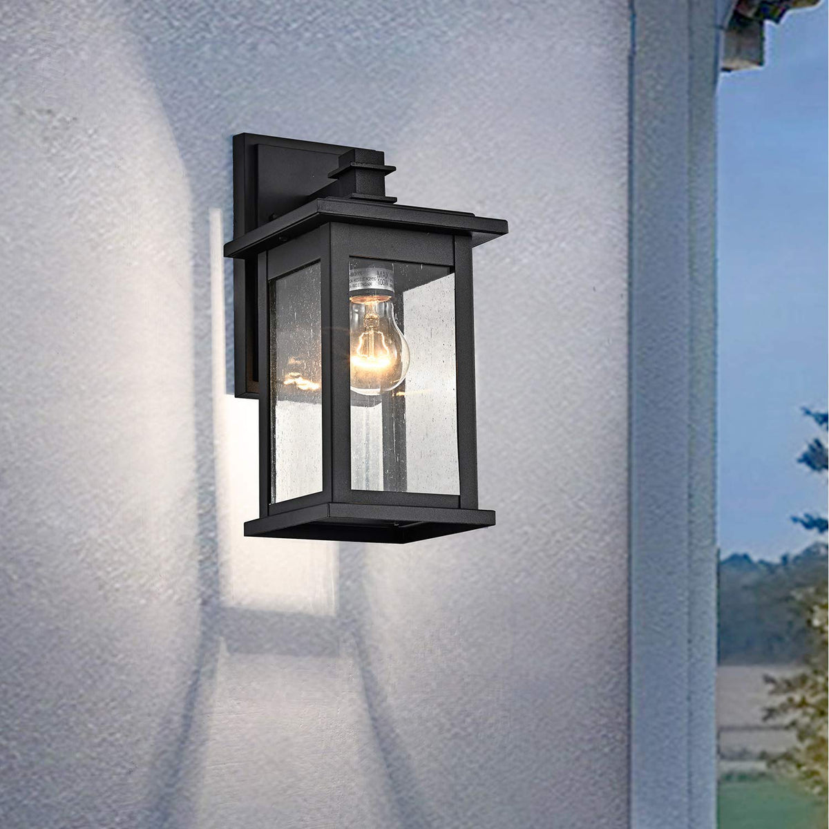 2 Pack Matte Black Outdoor Wall Sconce (Black / 1 Pack H12")