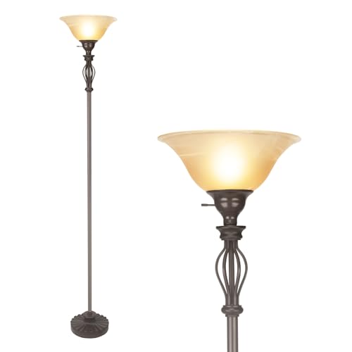 Torchiere Floor Lamps for Living Room (Dark Brown)