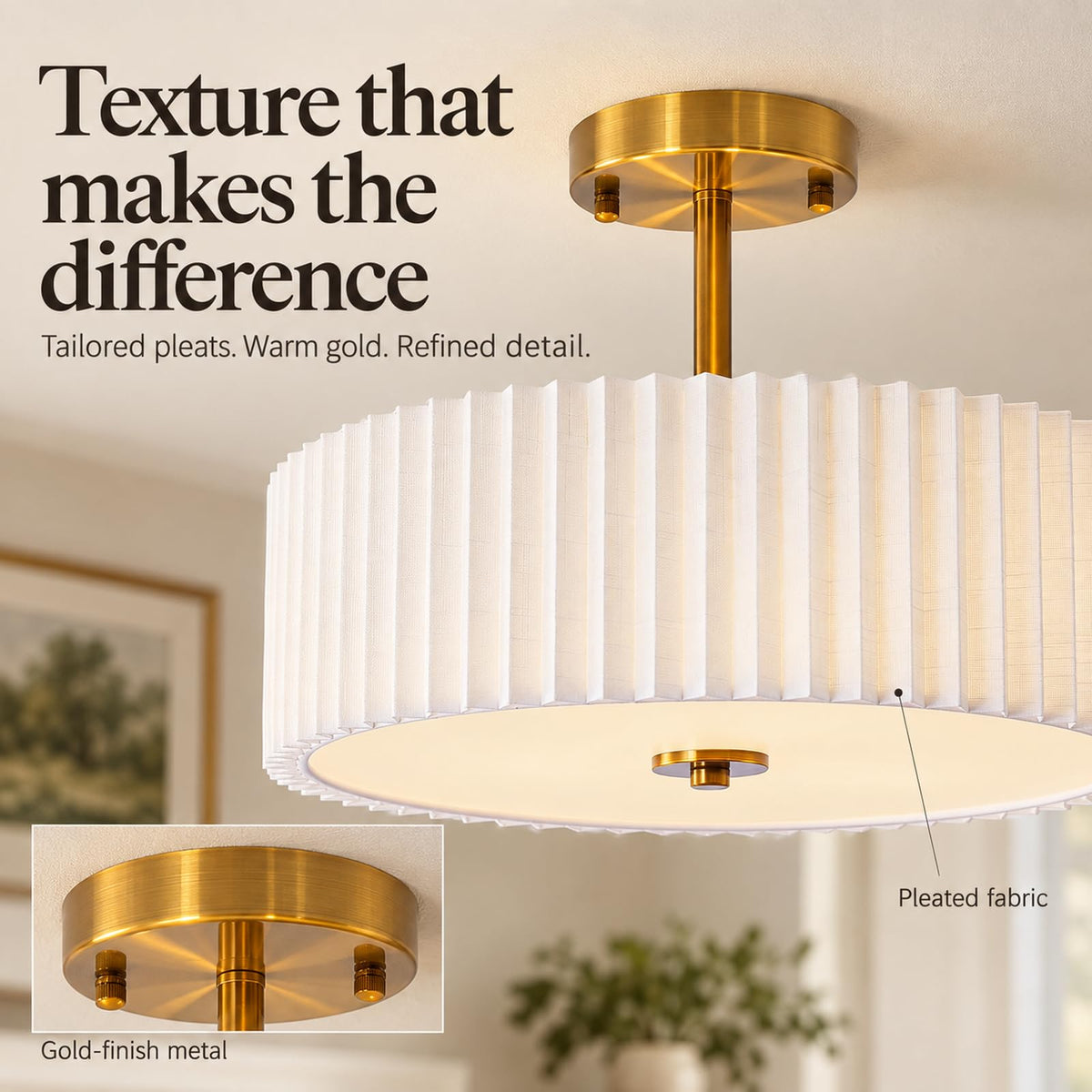 16.5" Semi Flush Mount Ceiling Light (Gold / 16.5inch)