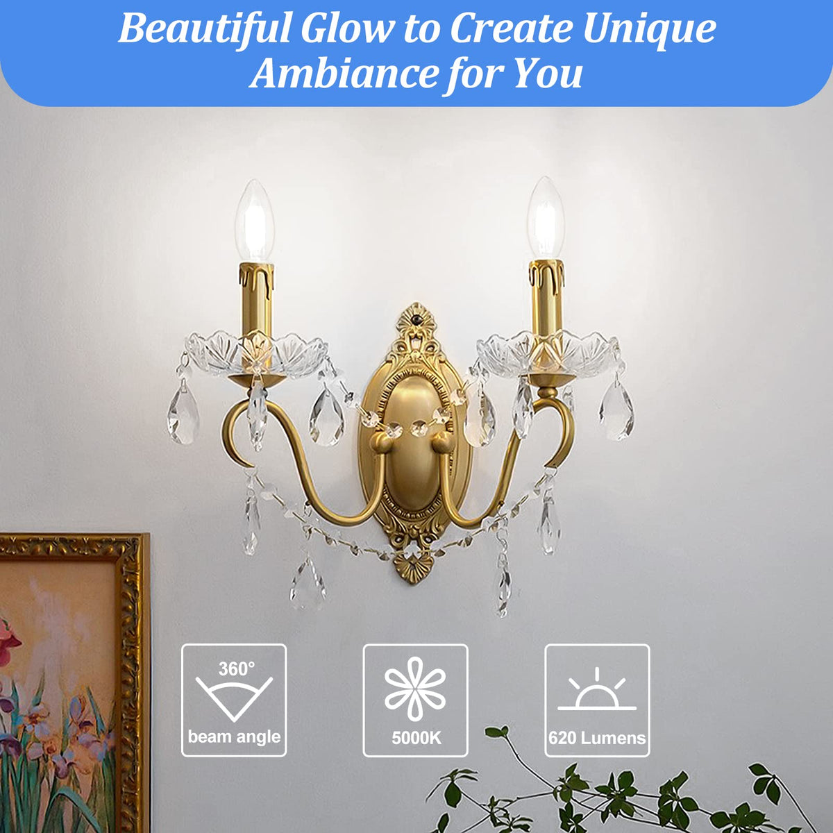 Dimmable E12 Candelabra LED Light Bulbs 60 Watt Equivalent (5000k Daylight White / 60w 12 Count (Pack of 1))