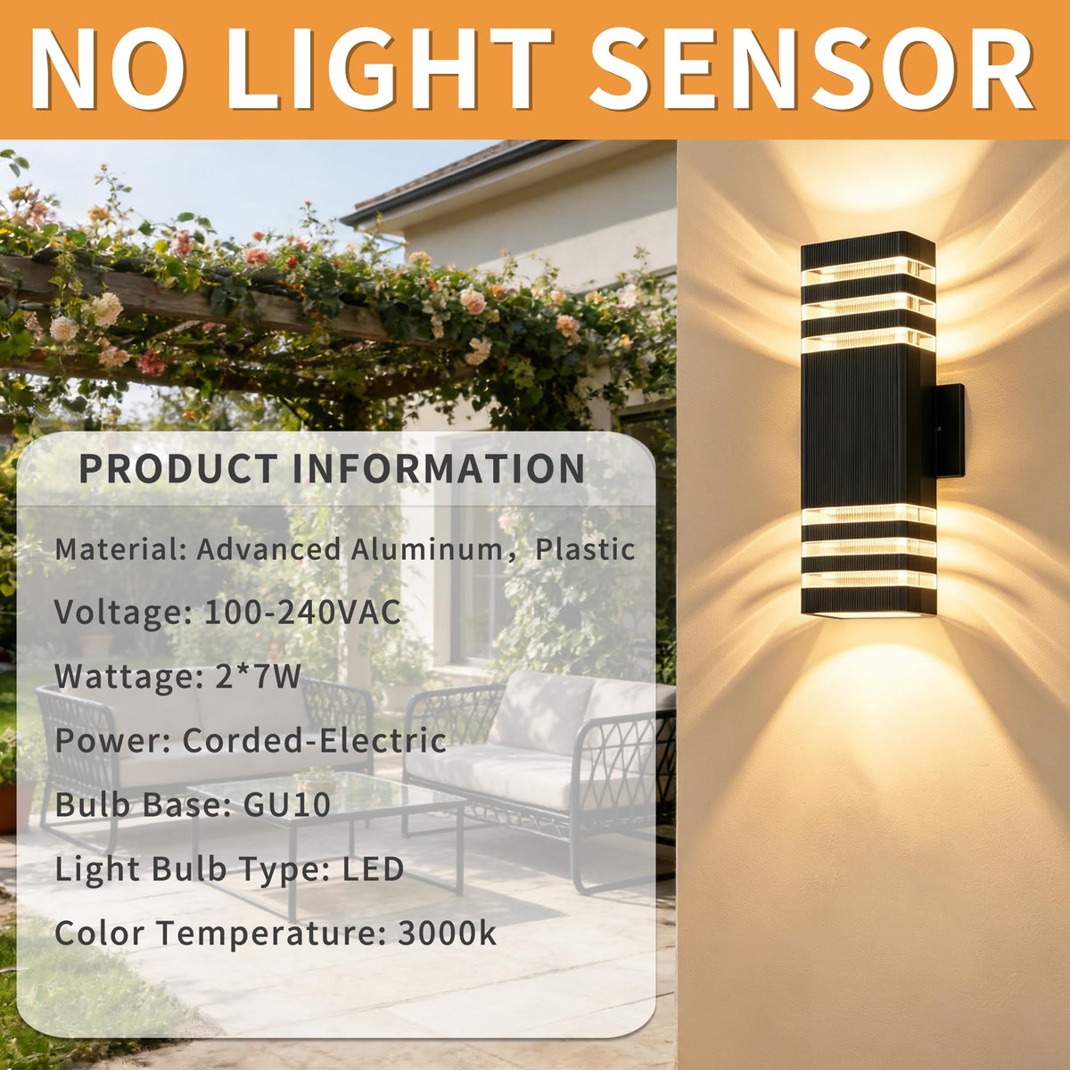 Outdoor Wall Lights (3 Layer / 1 Pack-Black)