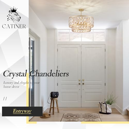 24" Gold Crystal Chandelier (Big Drum Gold)