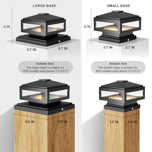 Landscape Lighting Low Voltage Post Cap Lights Outdoor Lights 3W LED 150 Lumen 3000K with Cable Connectors 2 Bases for 6X6