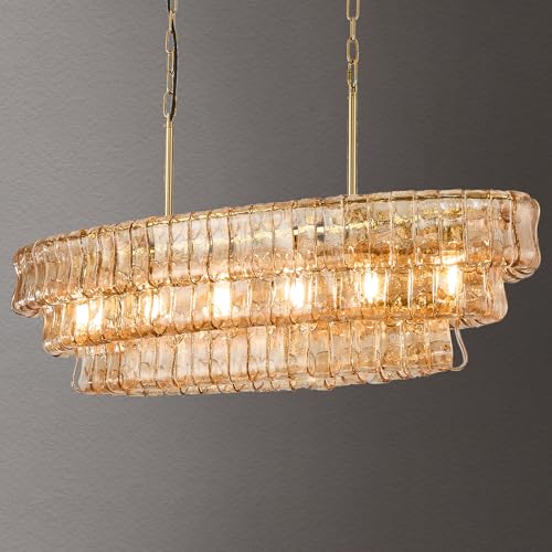 40in Large Chandelier Gold (Rectangle Amber & Gold Chain / 39.37in)