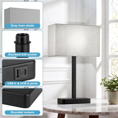 Touch Lamps for Nightstand Set of 2 (A. Gray&Black)
