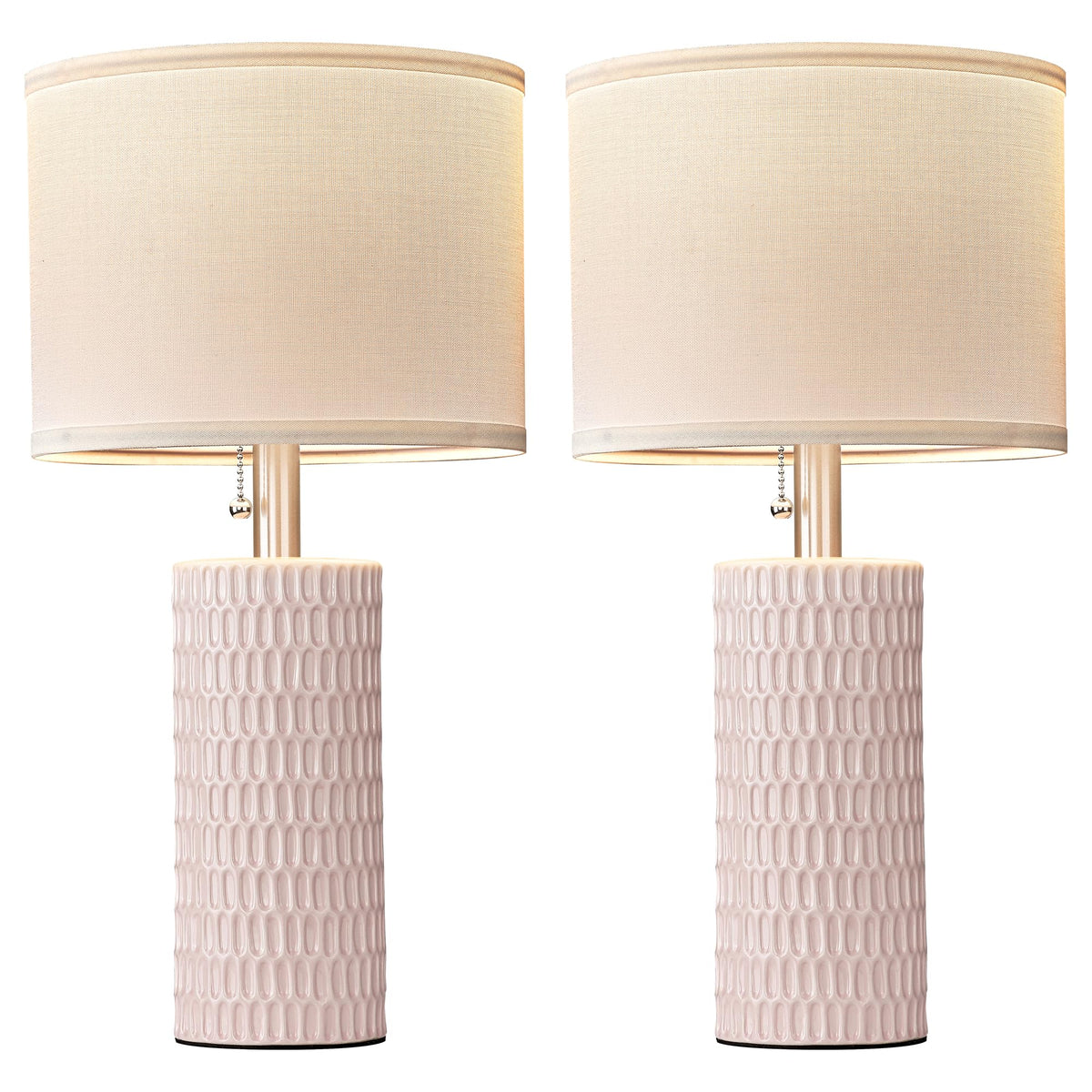 Modern Ceramic Table Lamps Set of 2 (Pink)