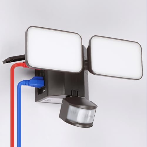 LED Security Light with GFCI Outlets Flood Lights 5000K Bronze (Bronze)