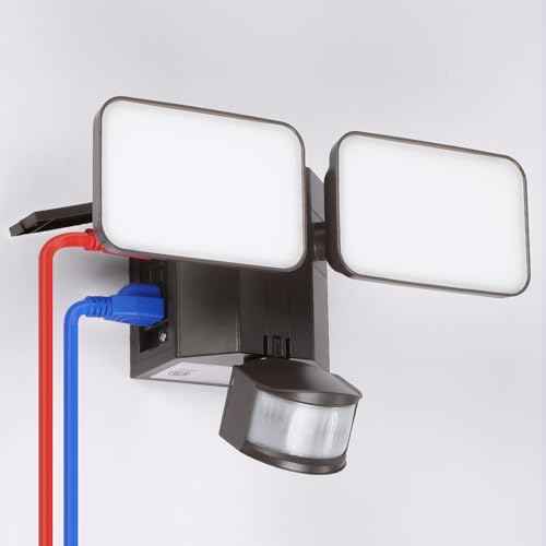 LED Security Light with GFCI Outlets Flood Lights 5000K Bronze (Bronze)