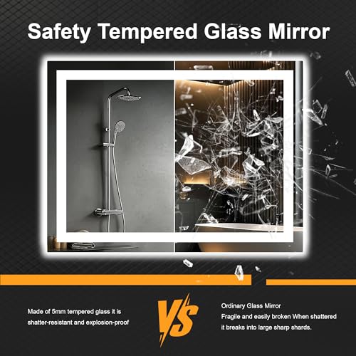32x24 LED Bathroom Mirror with Lights (Rec Corner-3 Light Modes / 32"L x 24"W)