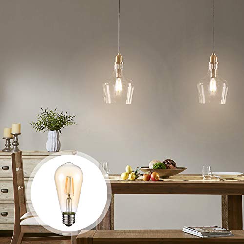 Vintage LED Edison Bulbs 4W ST58 (Amber Glass-2700k / 6 Count (Pack of 1))