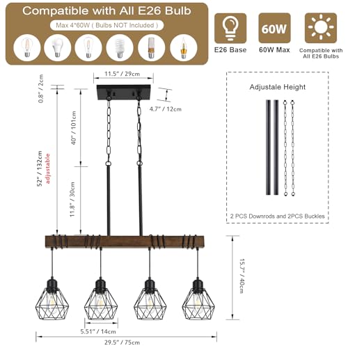 Farmhouse Dining Room Light Fixture (Black / 4-Light)