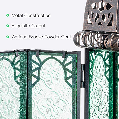 Vintage Candle Lantern (Large / Green - 12.8''h)