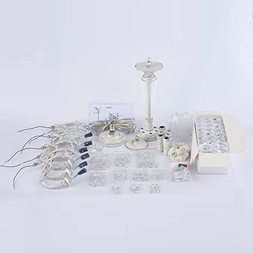 6 Lights K9 Crystal Candle Chandelier Modern Luxurious Light Candle Pendant Lamp Ceiling Living Room Lighting Plug in Chandelier for Dining Living Room Bedroom Hallway Entry (W6039-6-White)
