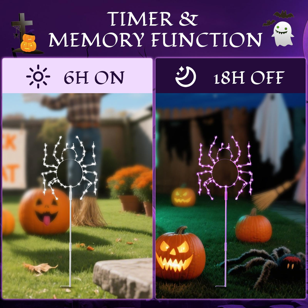 Halloween Spider Walkway Lights (Purple / 229LED)