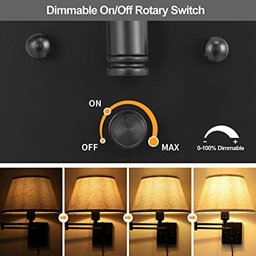 Dimmable Wall Sconce Plug in (Beige / Large)