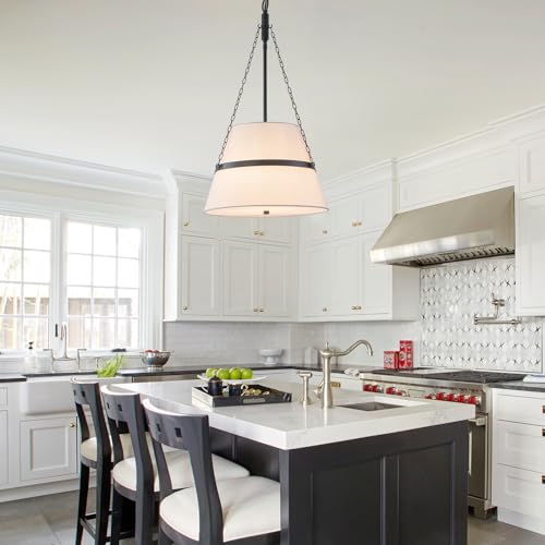 15.35" Black Drum Pendant Light for Kitchen Island (Black / 15.35 Inch)