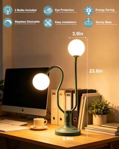 Green Globe Table Lamp Magic DIY Arms G9 Bulbs Included Dimmable (15-Green-Globe-2U-Magic DIY Arms)