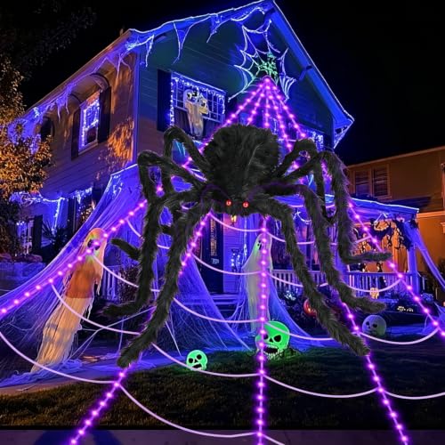 3D HD Dynamic Giant Spider Halloween Projector+Brighter Spider Webs Lights Set