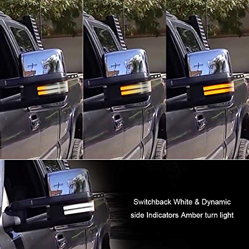 LED Sequential Amber Side Mirror Marker Turn Signals White Parking Cargo Lights Switchback Tow Mirror Light for 2014 (2014-2019 Switchback Amber+White,Clear Lens)