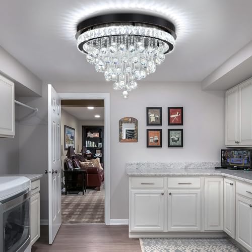 Dia 24" Modern Crystal Chandeliers for Dining Room (Black / Dia 24")